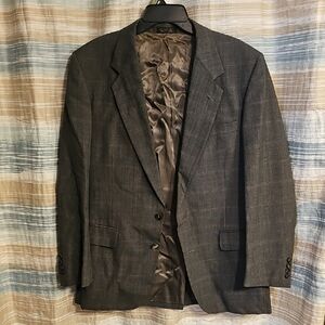 Oscar de la Renta Men's Gray Plaid Hand Tailored Blazer